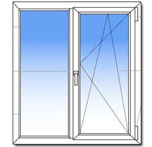 Изображение окна с поворотно-откидной и глухой частью цена